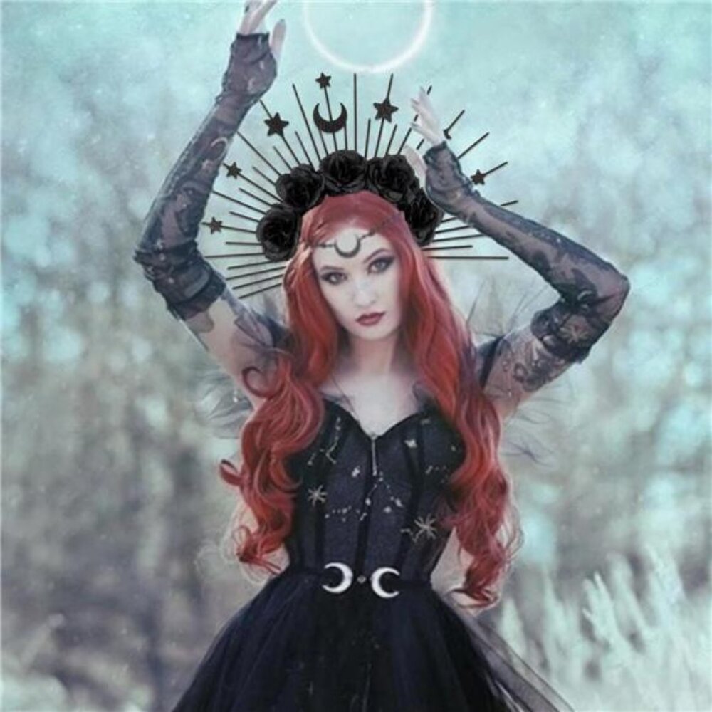 Goddess Halo Crown Headband | Virgin Mary, Stars & Moons Fairy Queen Hair Hoop